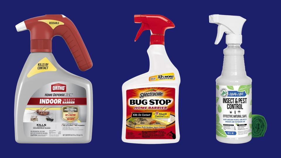 Three of the Best Spider Repellents against a blue background