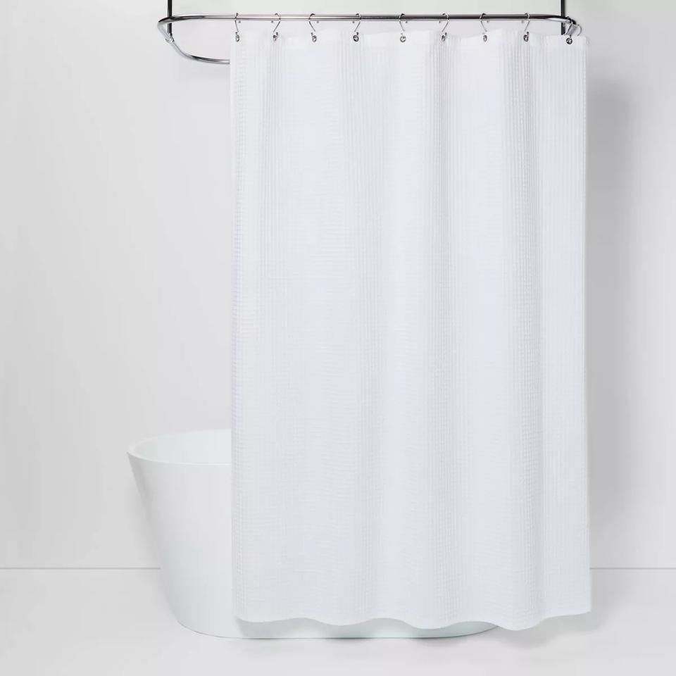 Threshold Waffle Weave Shower Curtain in white