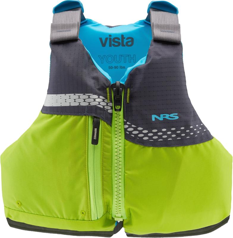 NRS Vista Youth Life Jacket in green and grey