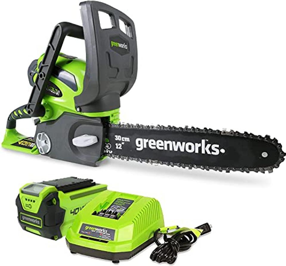 Greenworks 40V 12" Chainsaw, 2.0Ah Battery and Charger Included - best chainsaws