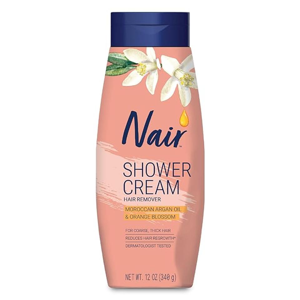 Nair Shower Cream Hair Remover on a white background.