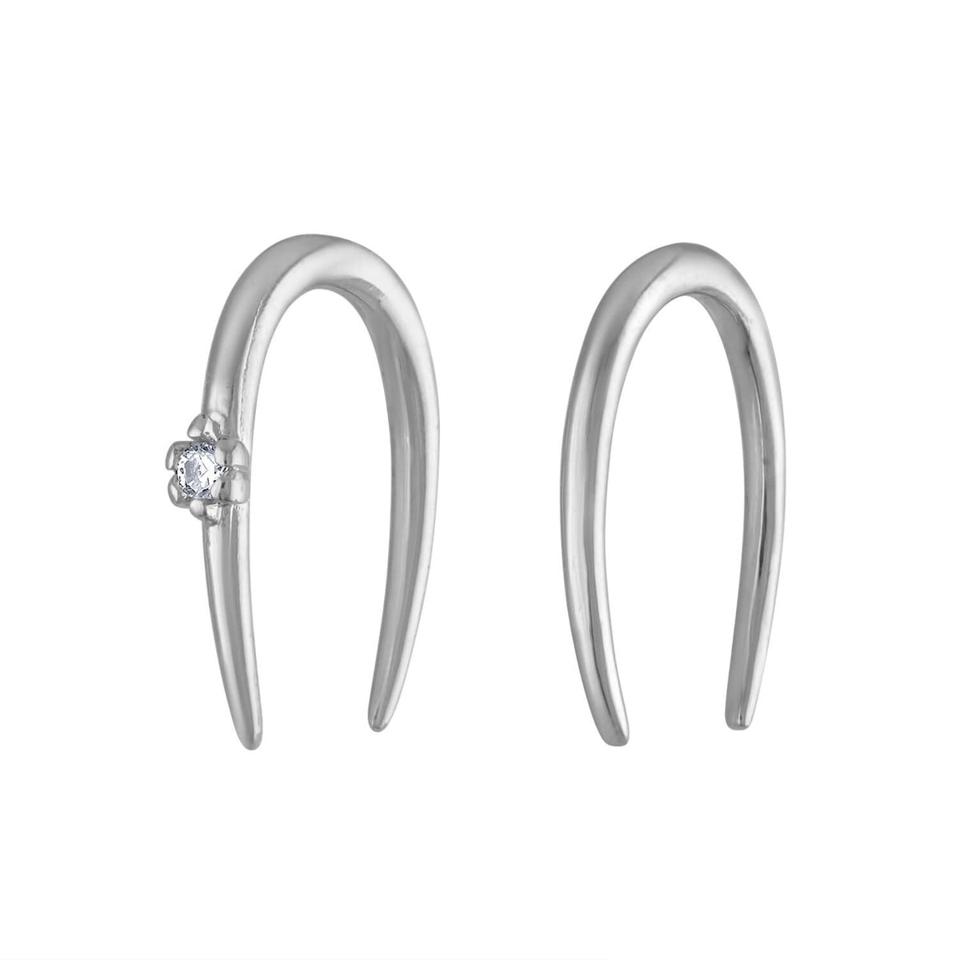 Large Whispering Star Hoop Earrings in Sterling Silver - 16G