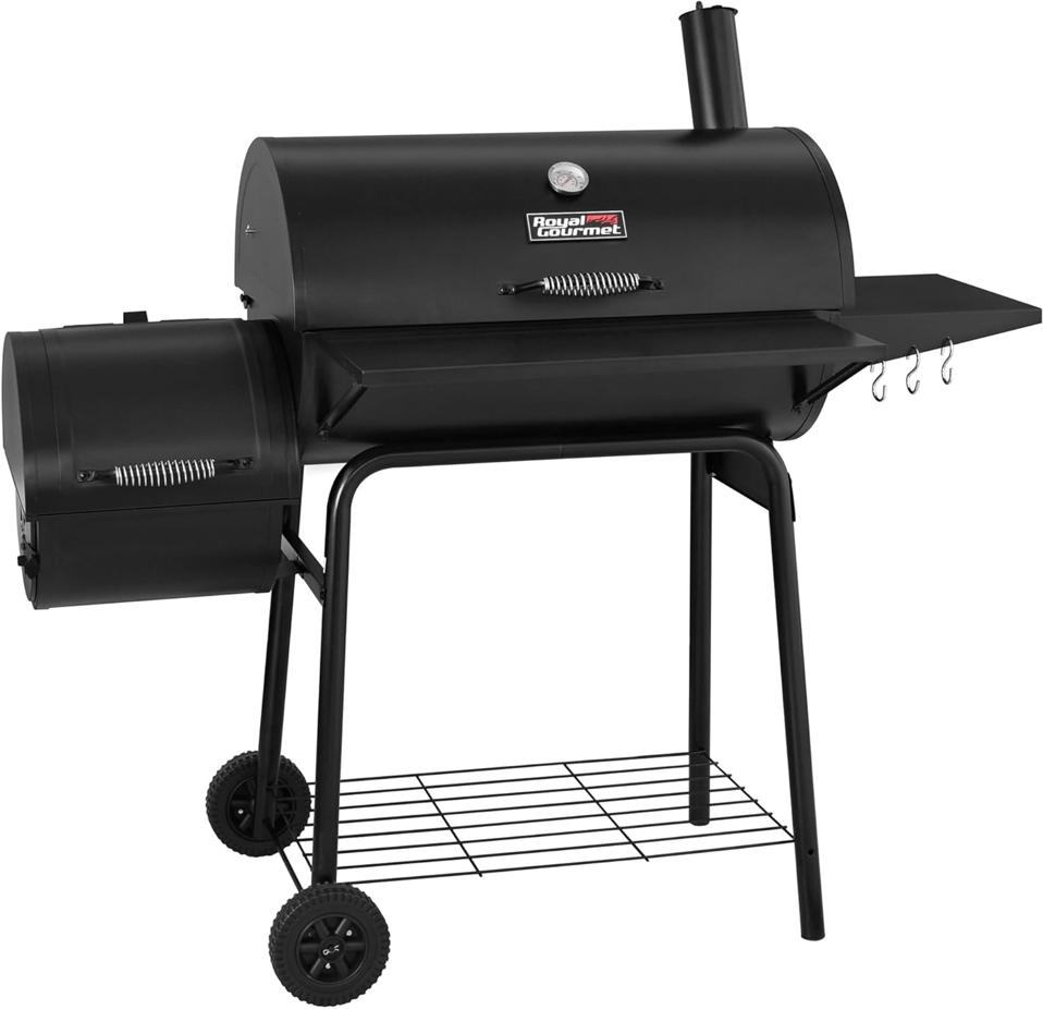 Royal Gourmet CC1830S BBQ Charcoal Grill And Offset Smoker on a white background.