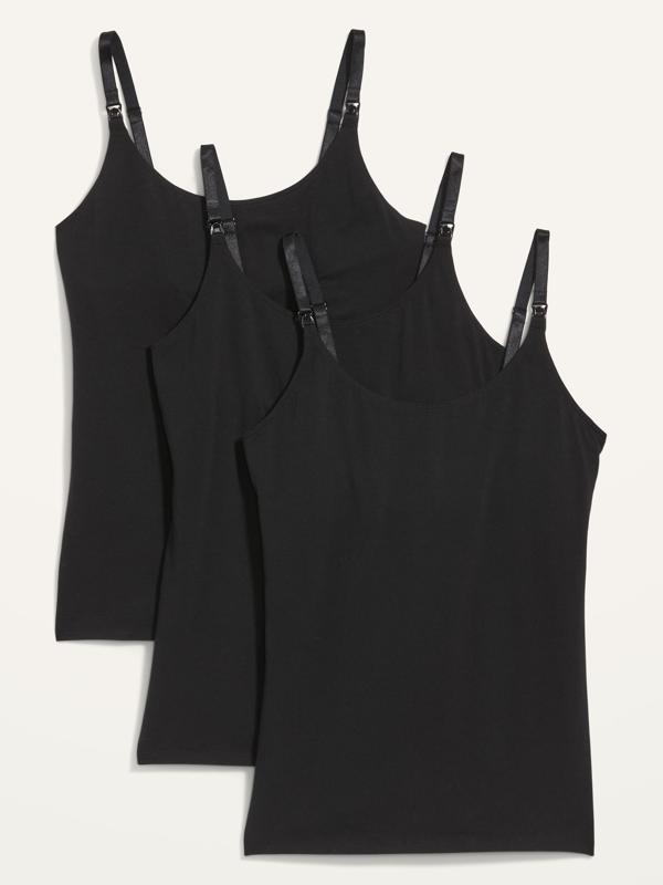 Old Navy Maternity First Layer Nursing Cami Top 3-Pack in black