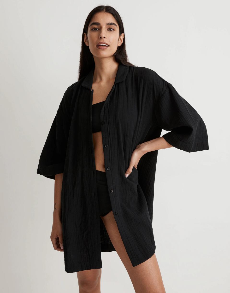 Madewell Lightspun Cover-Up Mini Shirtdress