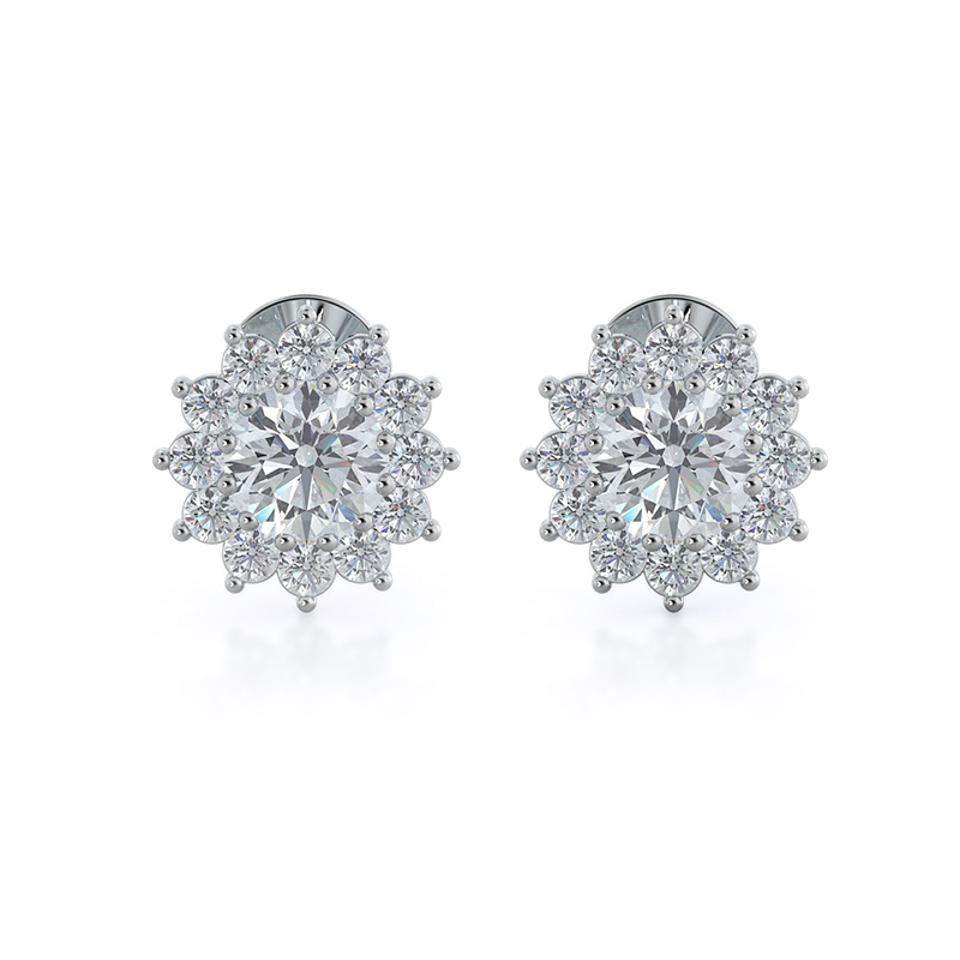 With Clarity Flower Halo Lab Diamond Earrings