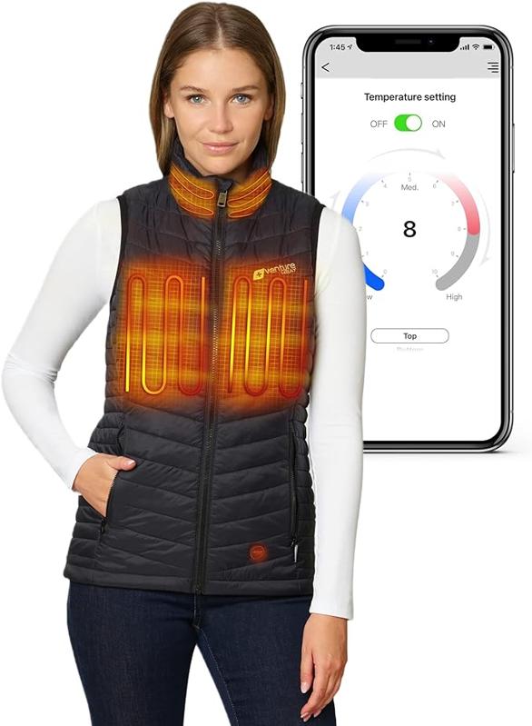 Venture Heat Women's Bluetooth Heated Vest with Battery Pack Included - App Control Insulated Puffer 7.4V