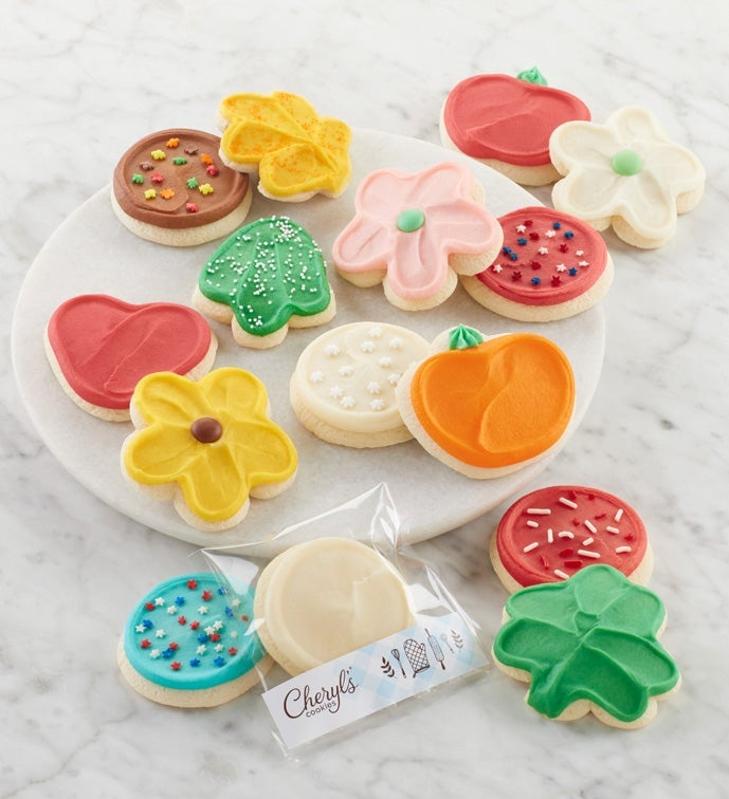 Cheryl's Cookies Buttercream Frosted Cut-out Cookie of the Month cookies on table