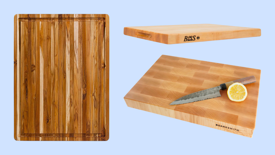 Wooden cutting boards from John Boos, The Boardsmith and Teakhaus.