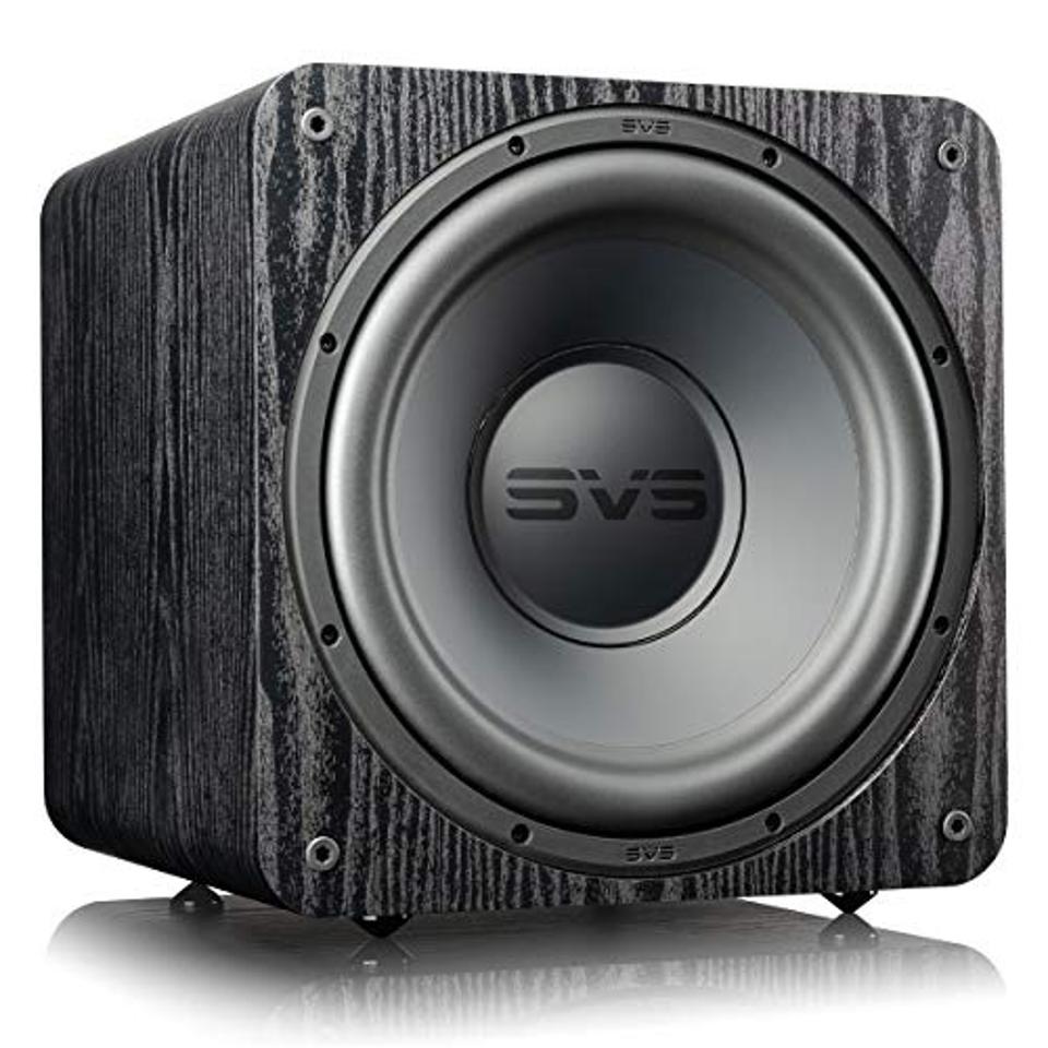 SVS SB-1000 Pro Sealed Subwoofer (Black Ash) on a white background