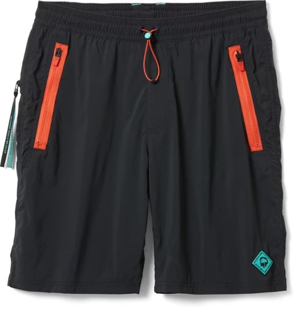 Outdoor Afro + REI Co-op Trail Shorts against a white background. 