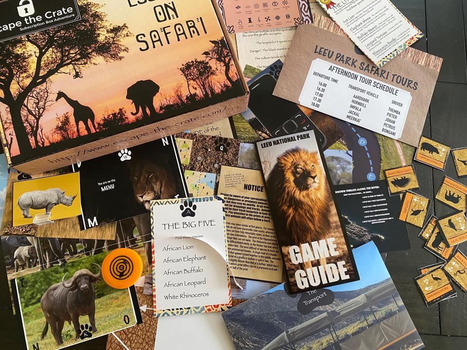 Escape The Crate Subscription Box Adventure contents on table