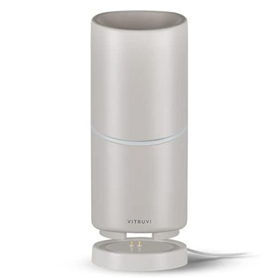 Vitruvi Cordless Diffuser in gray on white background.