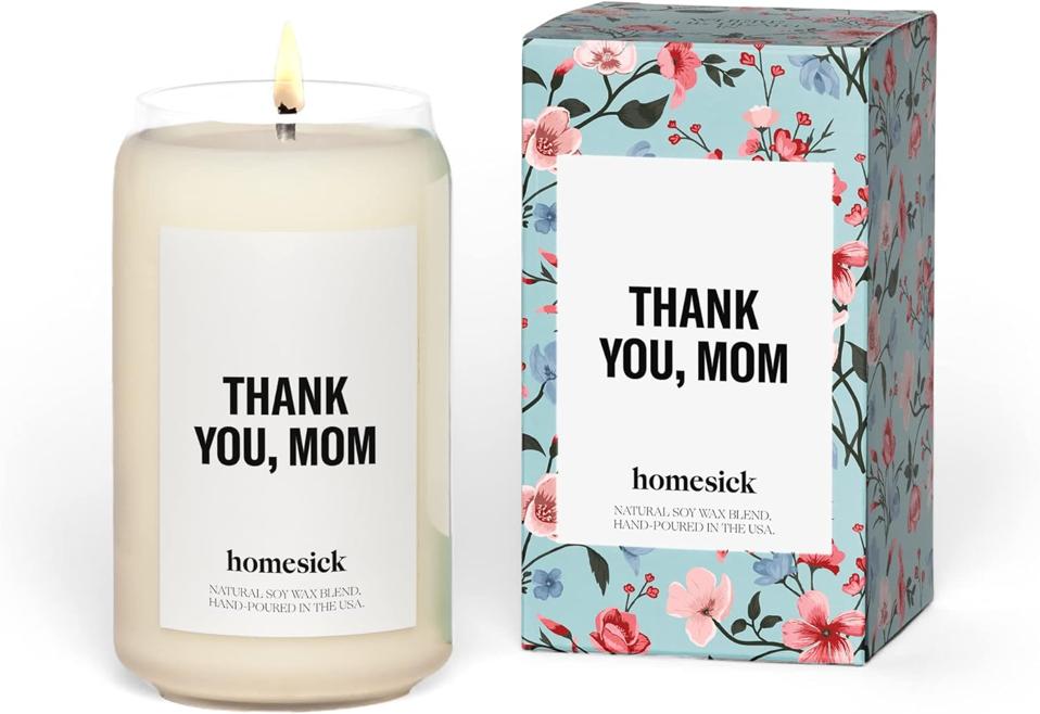 Homesick Premium Scented Candle, Thank You, Mom on a white background