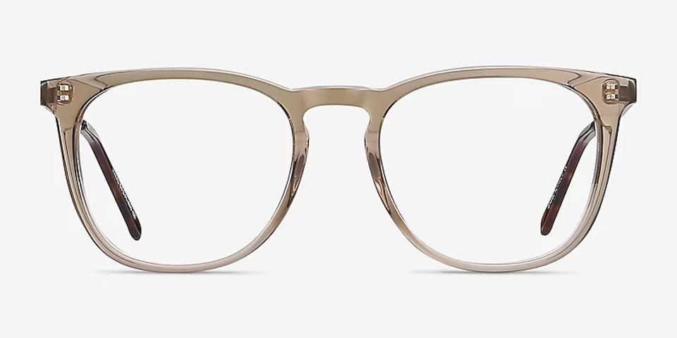 Vinyl Square Clear Brown Full Rim Eyeglasses