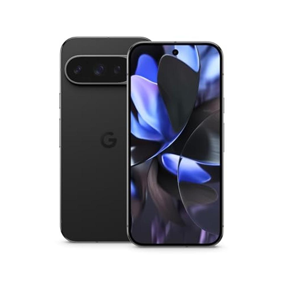 Google Pixel 9 Pro in Obsidian on a white background