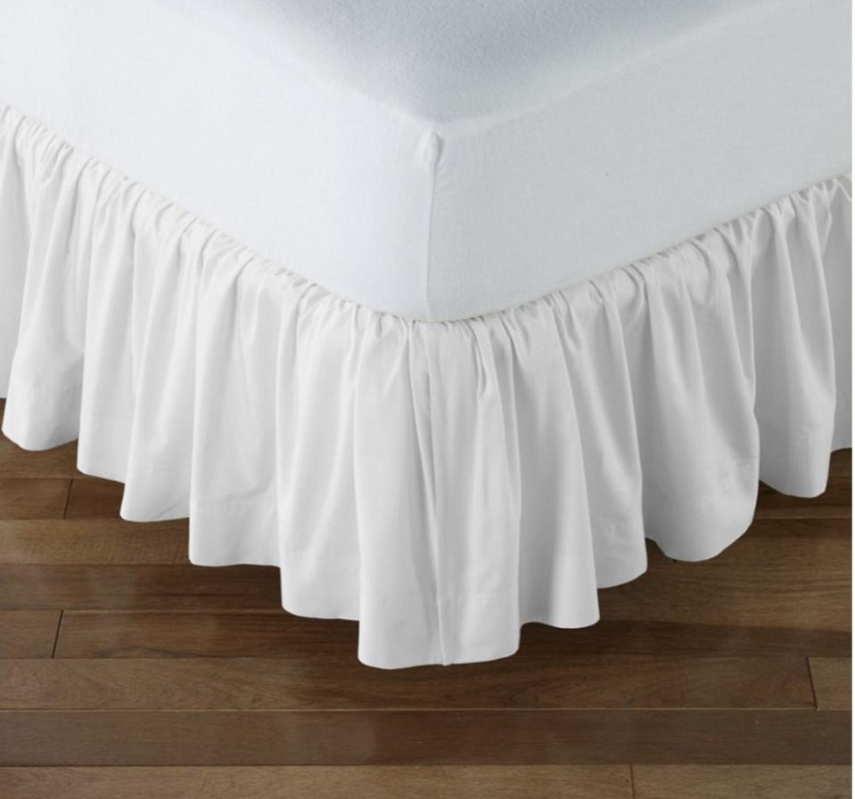 L.L. Bean Gathered Cotton Bed Skirt shown on the corner of a bed frame