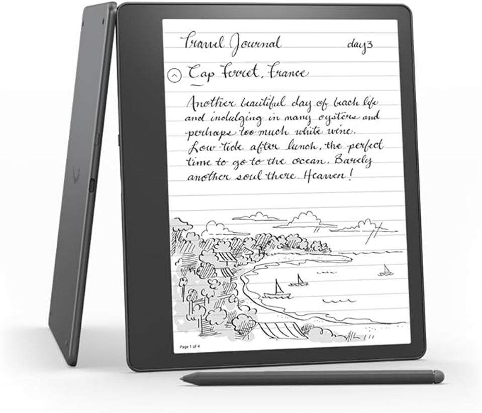 Amazon Kindle Scribe with Premium Pen on a white background