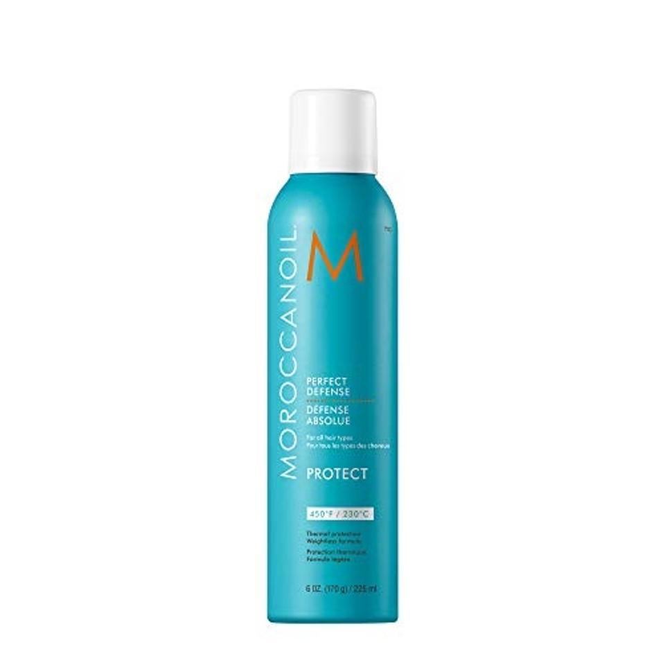 Moroccanoil Perfect Defense Heat Protectant on white background.