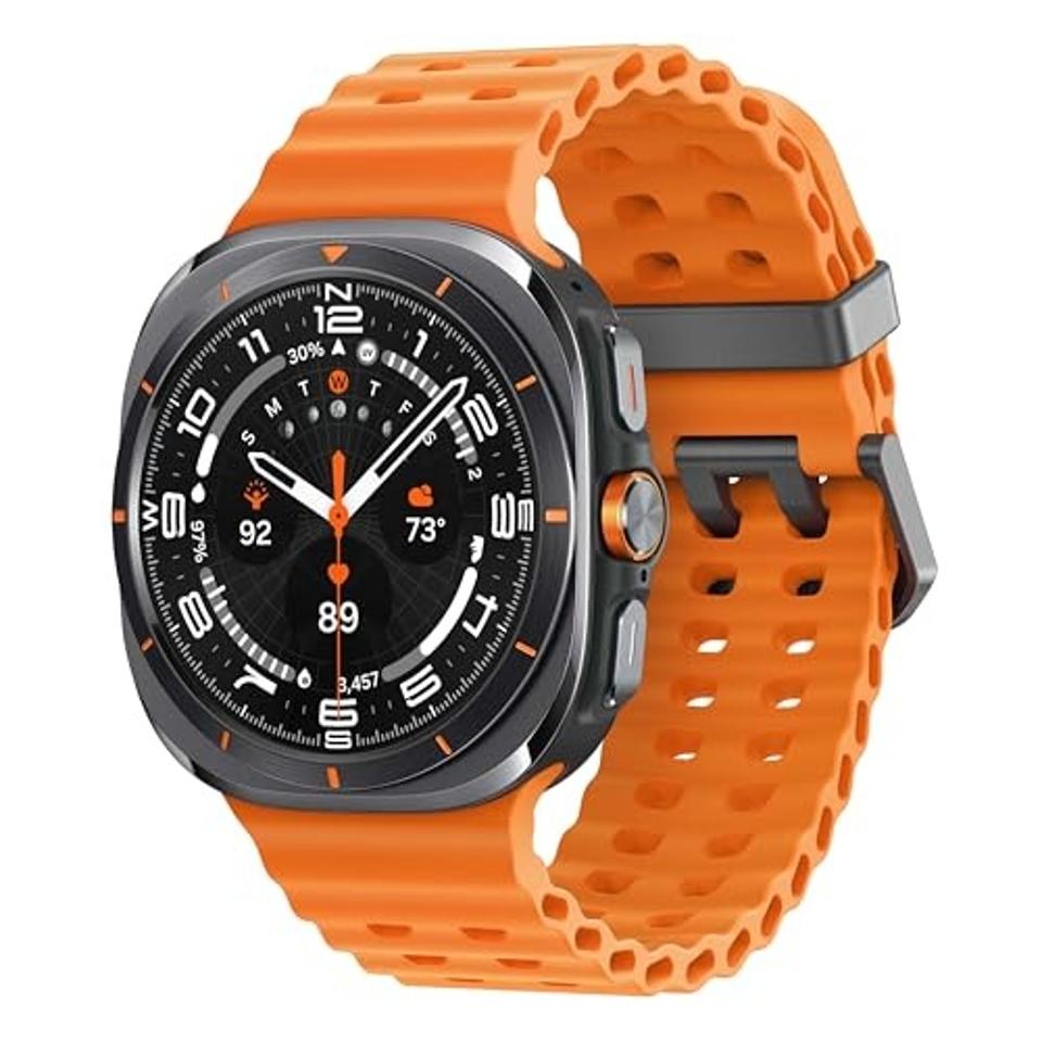 Samsung Galaxy Watch Ultra in orange on a white background