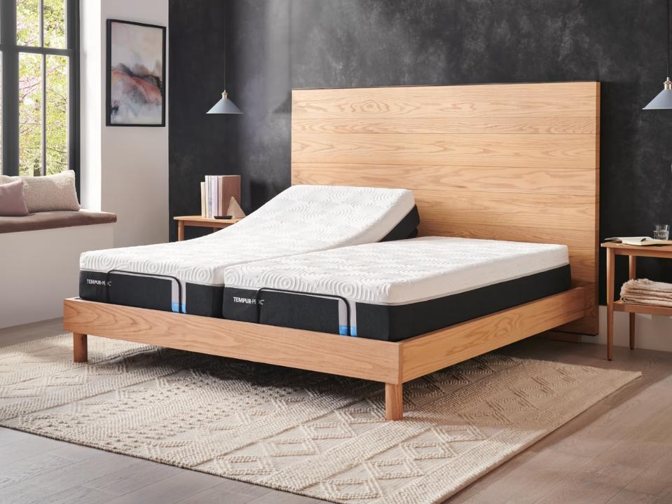 photo of tempur-pedic Tempur-Essential Mattress + Ease Power Base on wood frame in bedrm