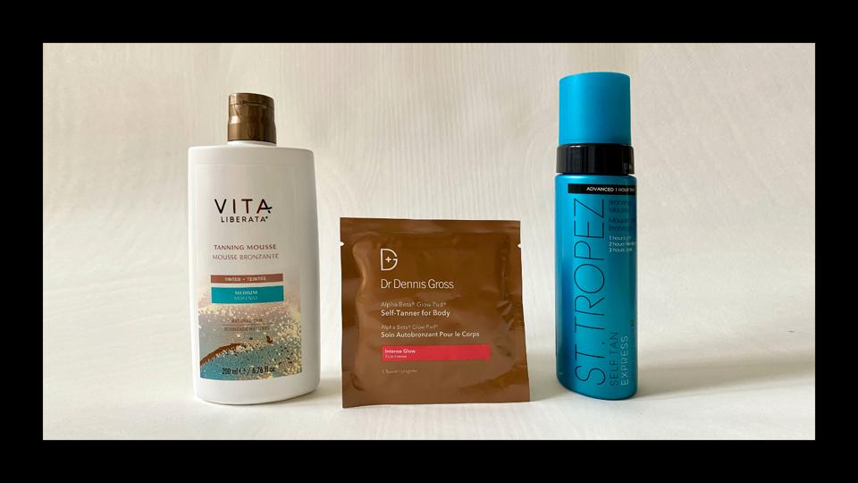 Three of the best self-tanners against a neutral background