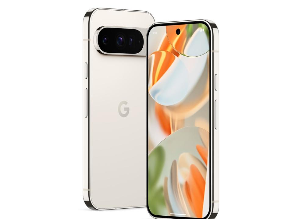 Google Pixel 9 Pro in porcelain on a white background