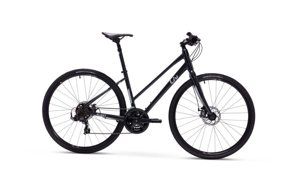 Liv Alight 3 Disc step-through hybrid bike in black