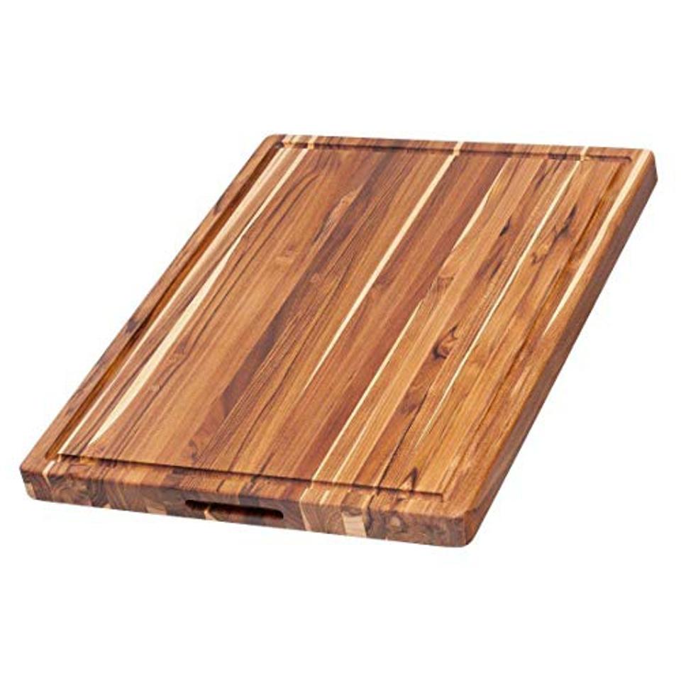 TeakHaus Edge-Grain Cutting Board with Hand Grips and Juice Canal