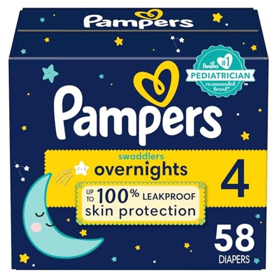 Box of Pampers Swaddlers Overnights Diapers - Size 4, 58 Count 