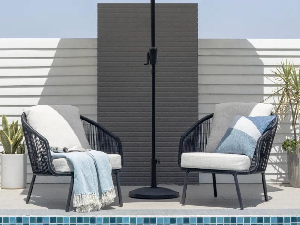 Two piece lounge chair set by the pool