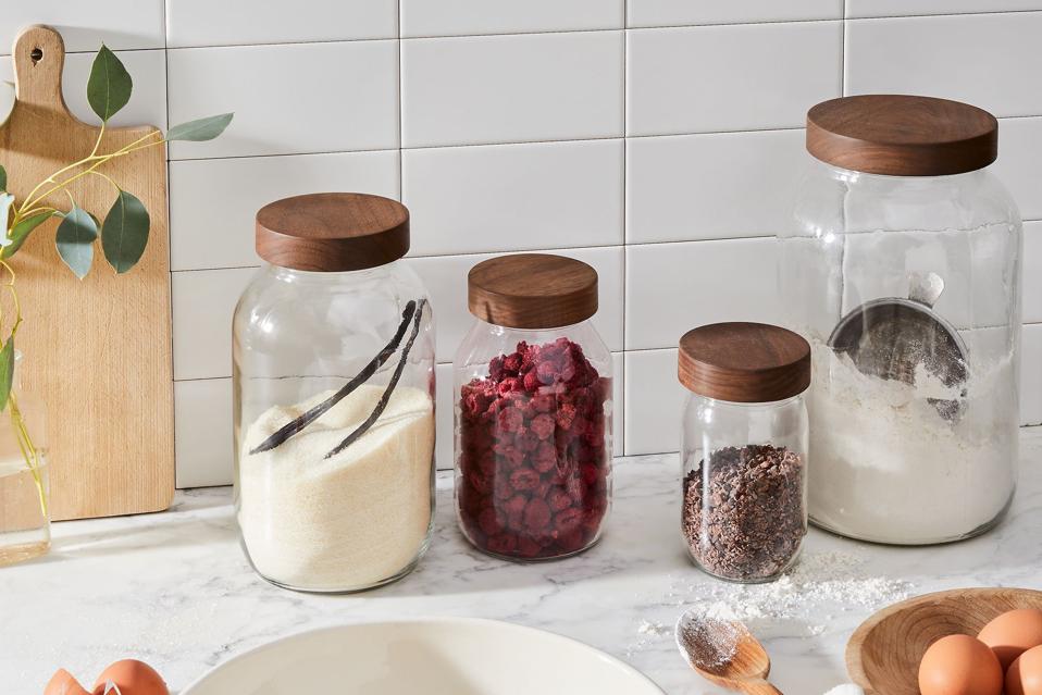 Turnco Wood Goods Glass Jars with Hand-Turned Wooden Lids