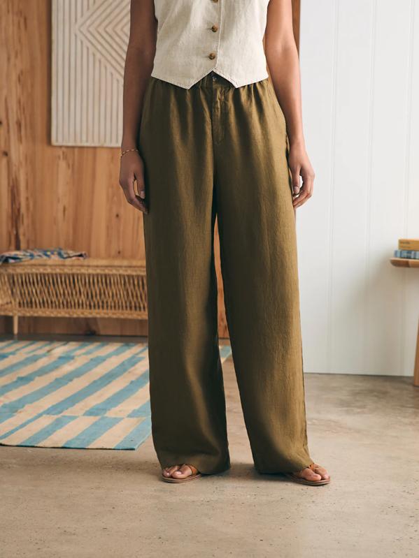 Faherty Monterey Linen Pant on a female figure