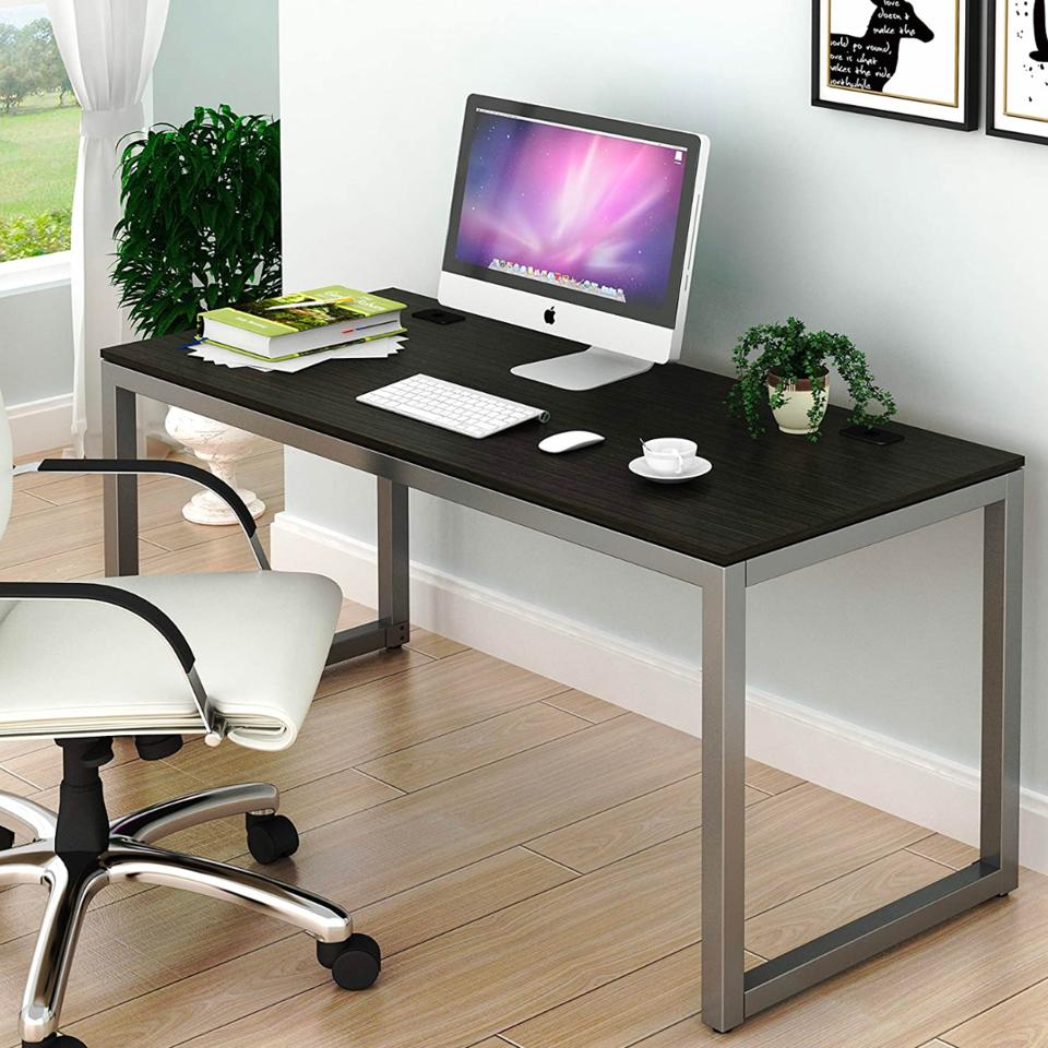 SHW Home Office 55-Inch Large Computer Desk featured in a home office