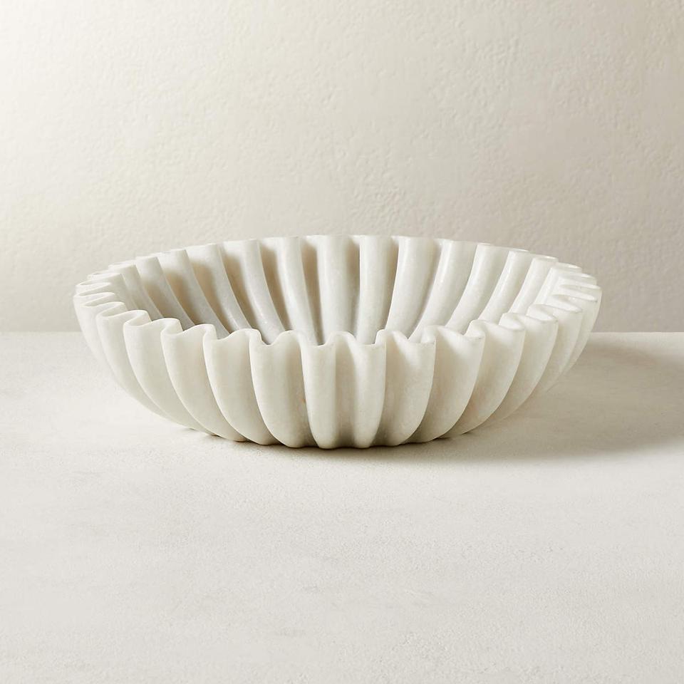 white fluted marble bowl