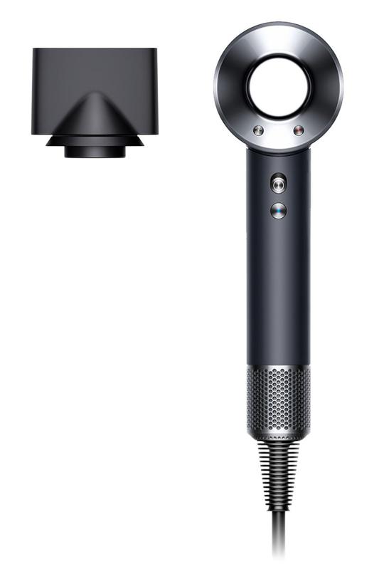 The Dyson Supersonic Origin Hair Dryer in black/nickel on a white background. 