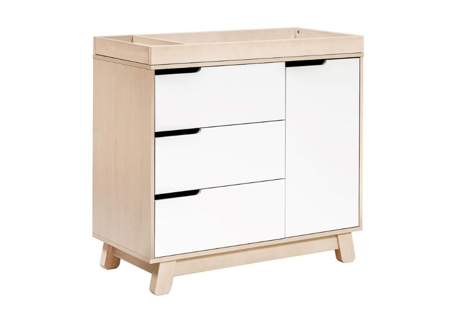 Babyletto Hudson 3-Drawer Changer Dresser with Changing Tray in Washed Natural and White