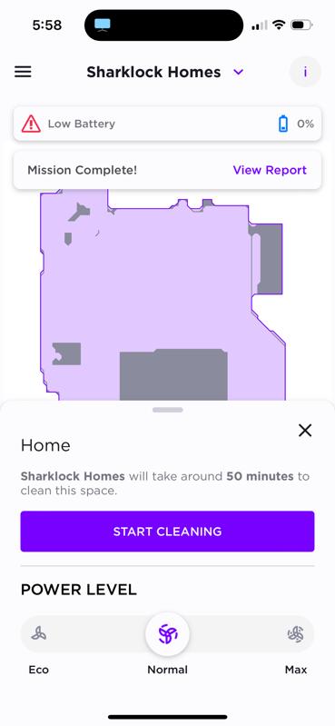 App settings for the Shark Matrix Plus 2-in-1 robot vacuum and mop combo