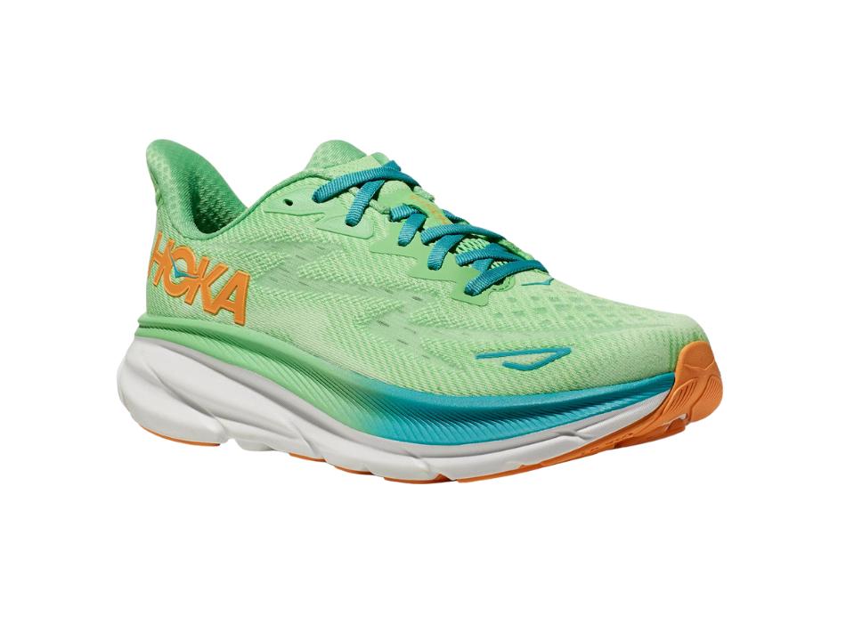 image of right Hoka Clifton 9 Running Shoe in zest on white background