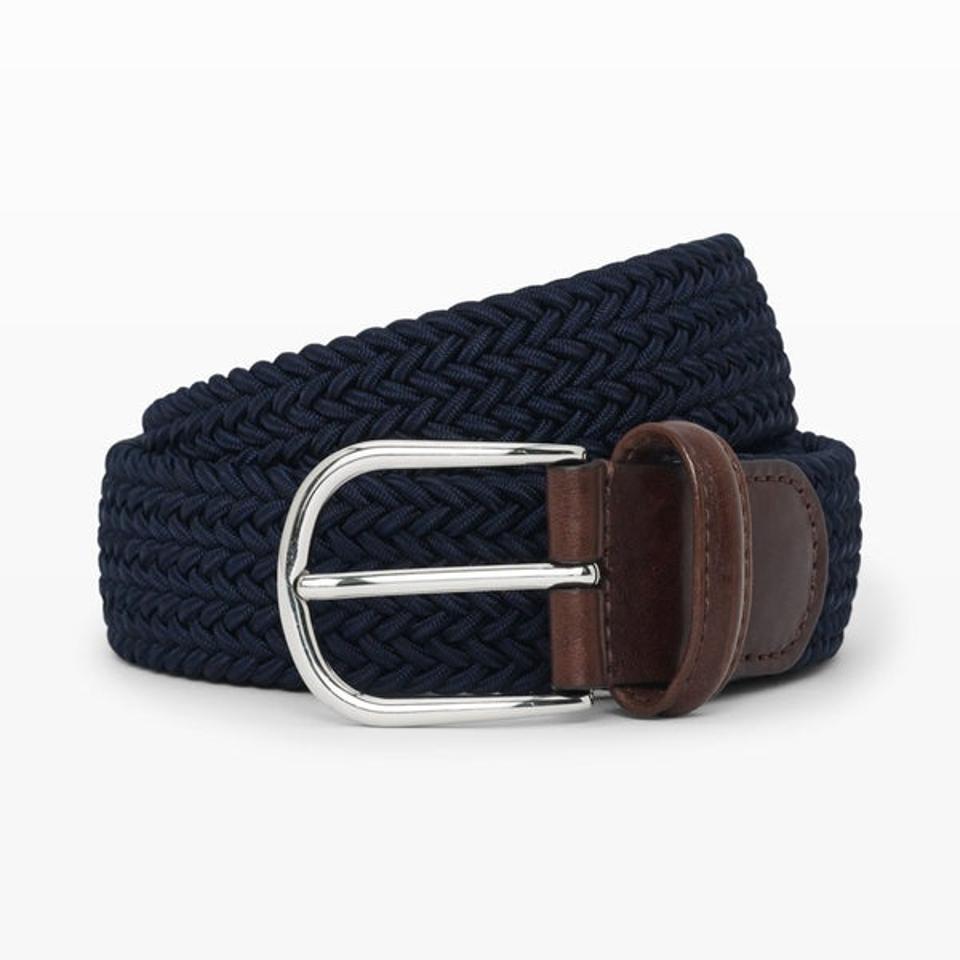 Todd Snyder Andersons Basic Stretch Solid Woven Elastic Belt in Navy