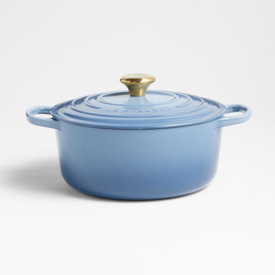 Le Creuset Signature Round 5.5-Qt. Chambray Dutch Oven with Lid + Reviews best wedding registry ideas