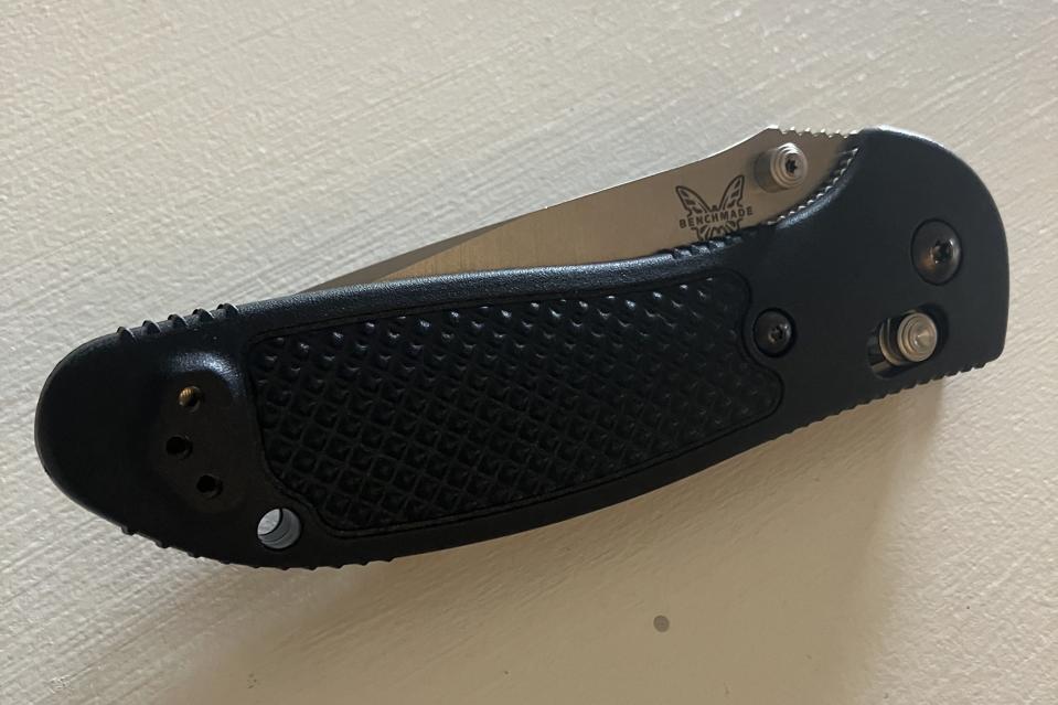 Benchmade Griptillian in black on a white background