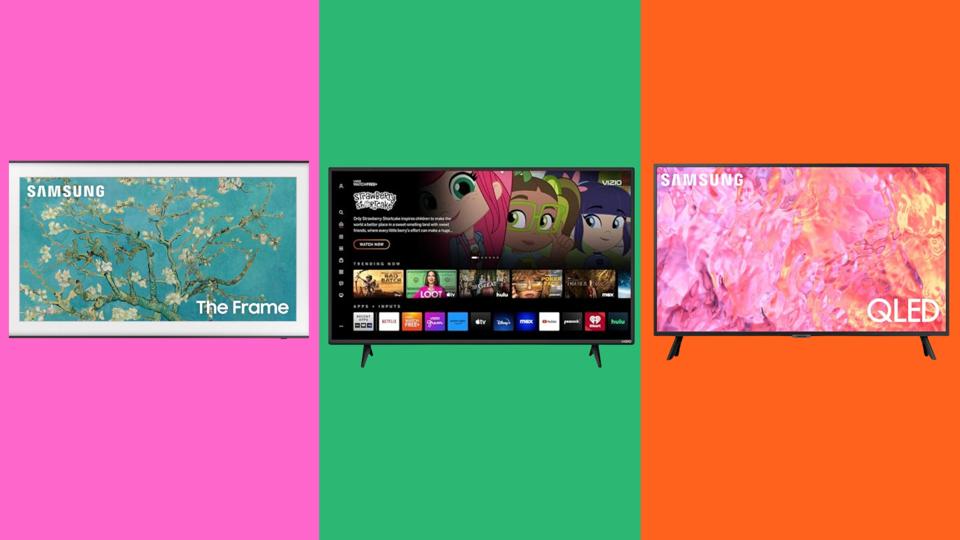 Colorful collage of three different 32-inch TVs