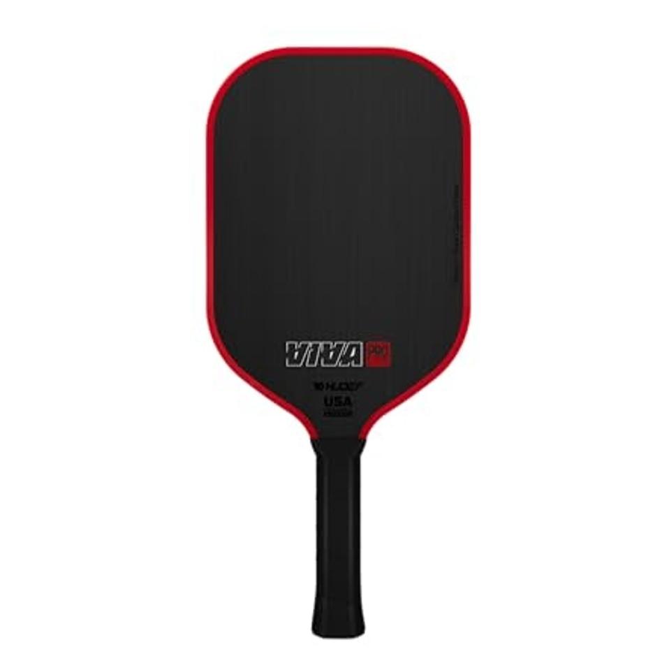 Hudef Viva Pro Paddle in black raw carbon with a red rim