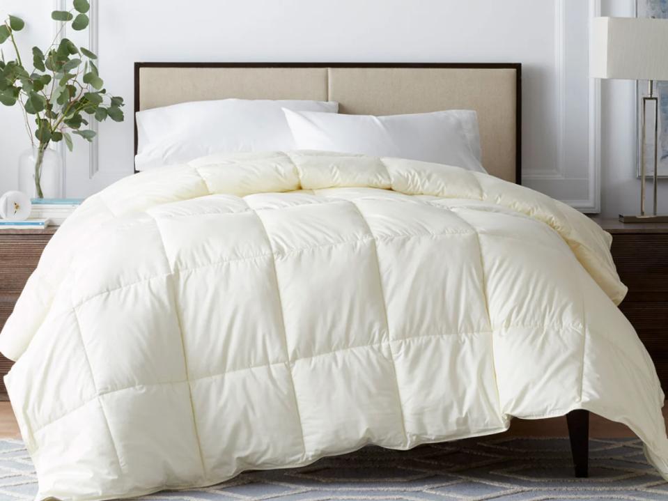 The Company Store Legends Luxe Loftaire Ultra Down Alternative Comforter on a bed.