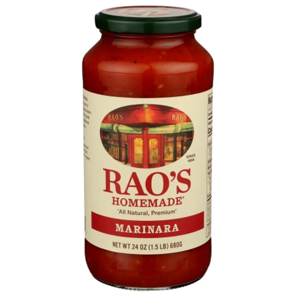 Rao's marinara sauce in a 24-ounce bottle against a white background