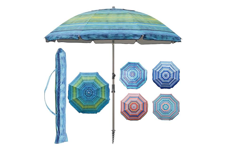 Blissun 7.2' Portable Beach Umbrella in green with other umbrella colors pictured