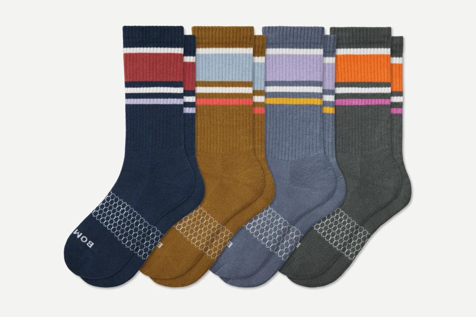 Bombas Men's Stripes Calf Sock 4-Pack on white background