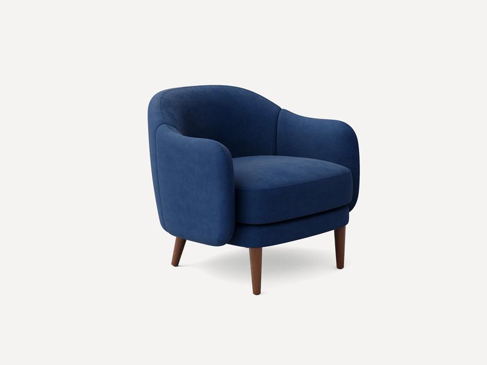 Burrow Pica Chair in midnight velvet blue.