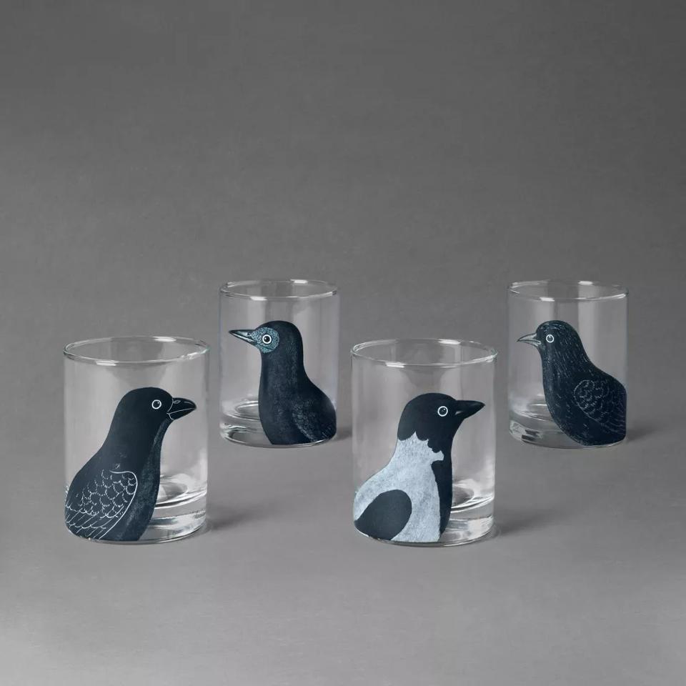 Midnight Dreary Black Bird Highball Glass Set—John Derian For Target